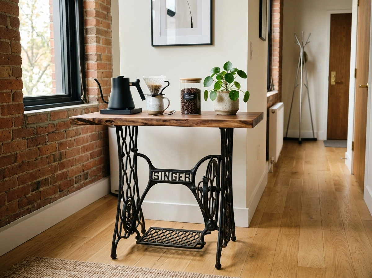 The Repurposed Sewing Machine Base Table