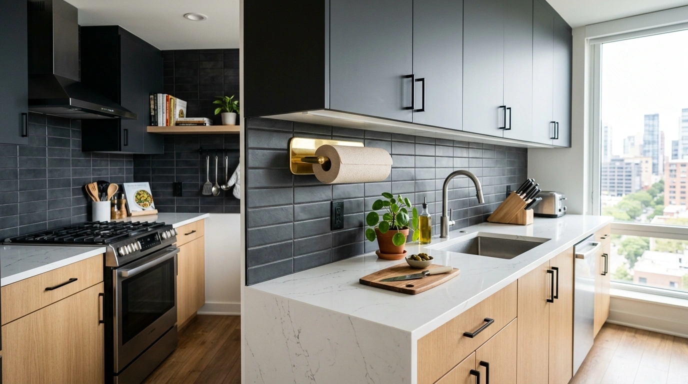 Classic Charcoal, Clean White & Brass