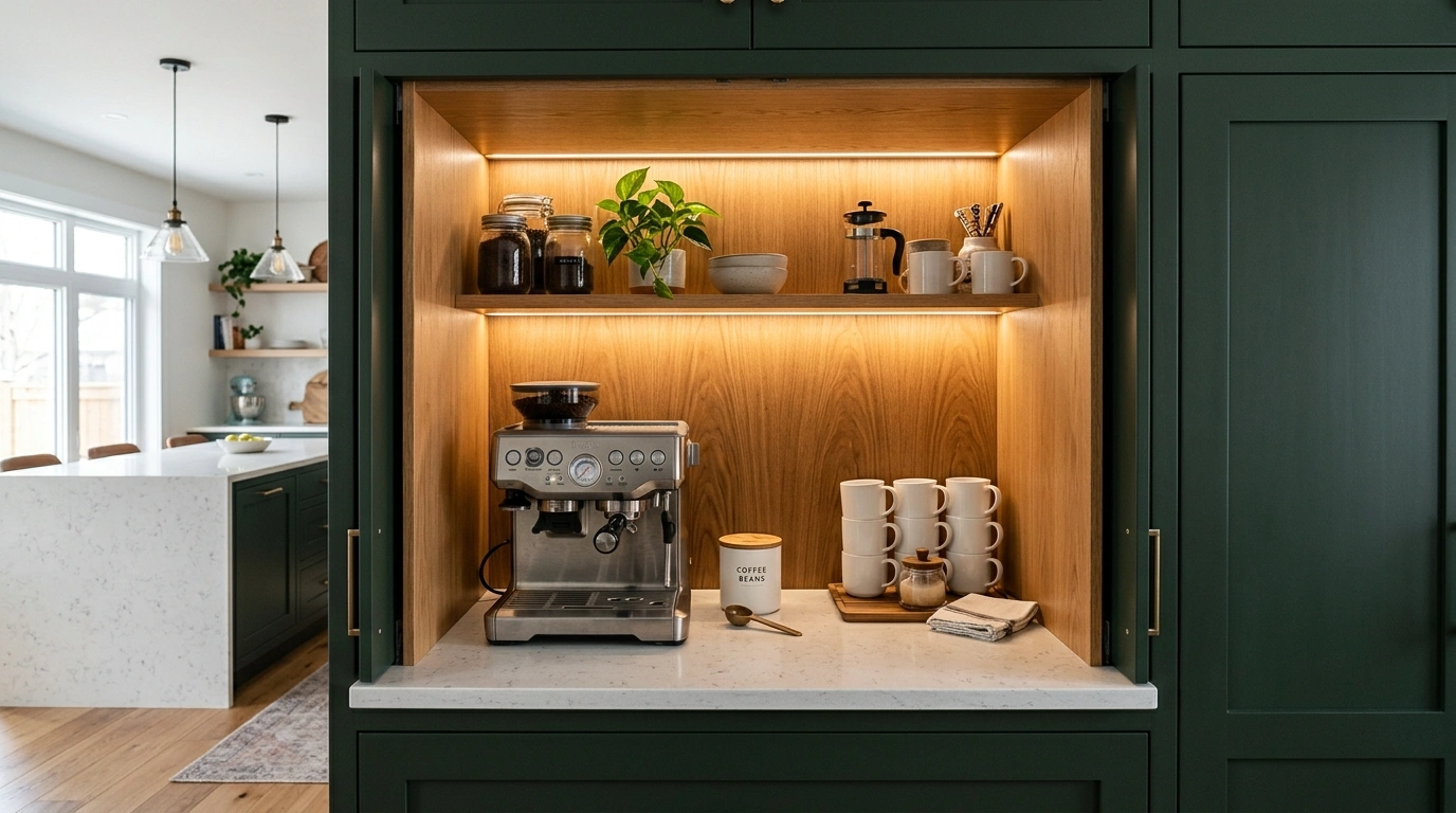 The Hidden Pocket Door Pantry Coffee Station