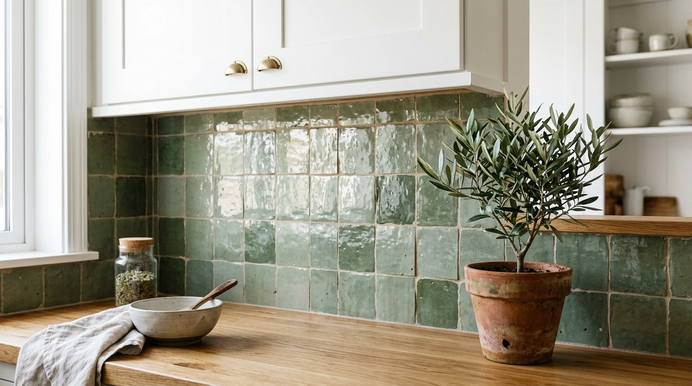 Glazed Sage Green Zellige Tile