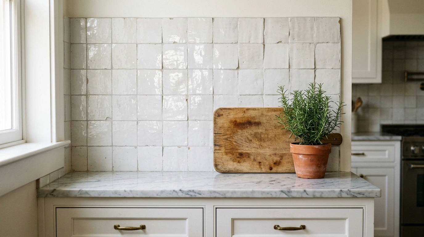 Handcrafted White Zellige Tile