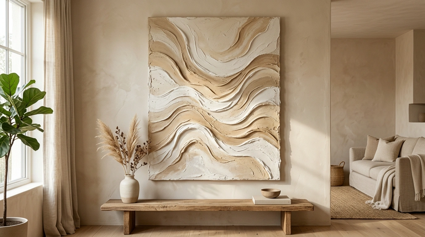 Framed Canvas Art with Wabi-Sabi Texture