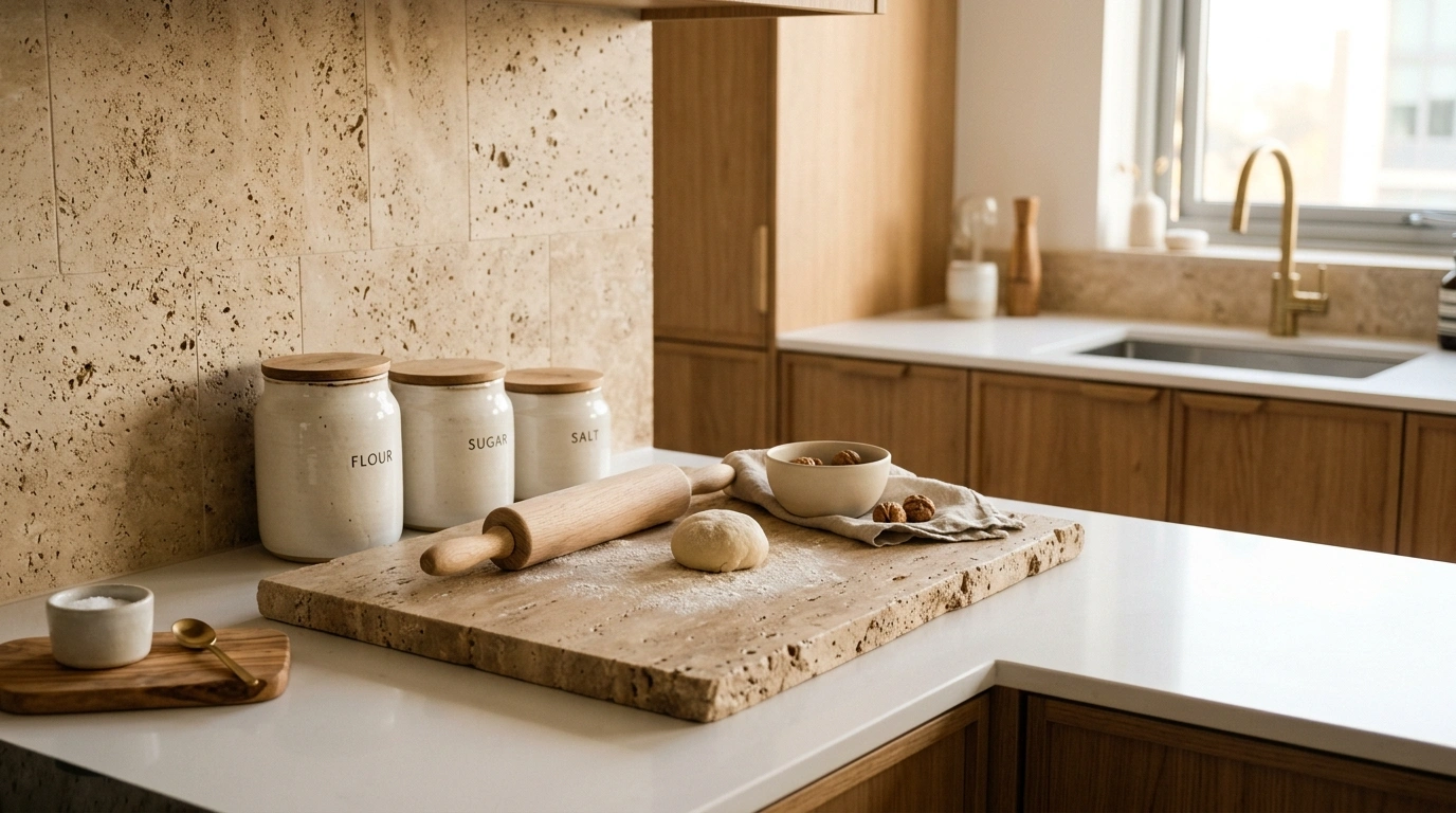 Alabaster White & Warm Travertine