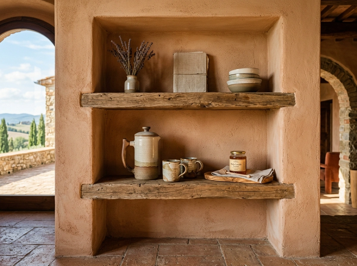 The Tuscan Plaster Alcove Shelving