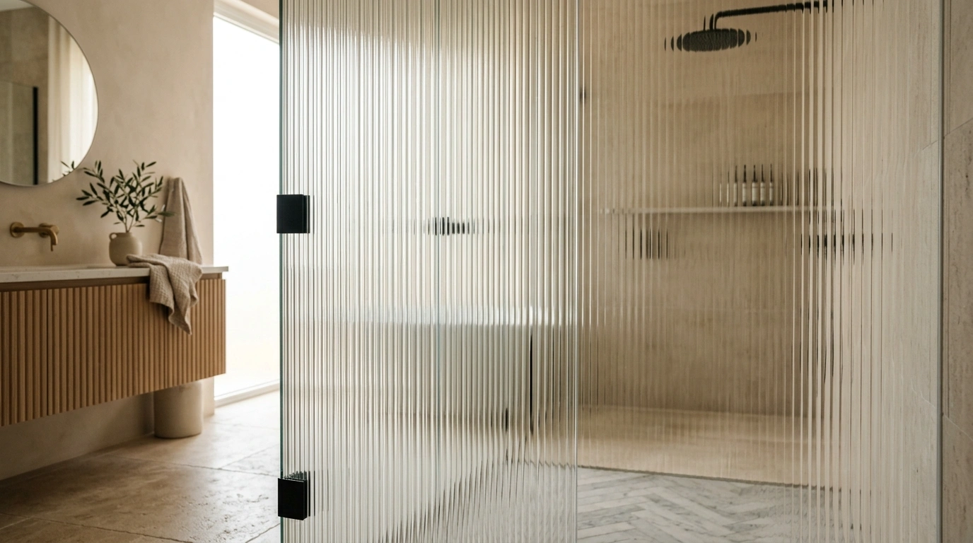 Frameless Fluted Glass Shower Screens