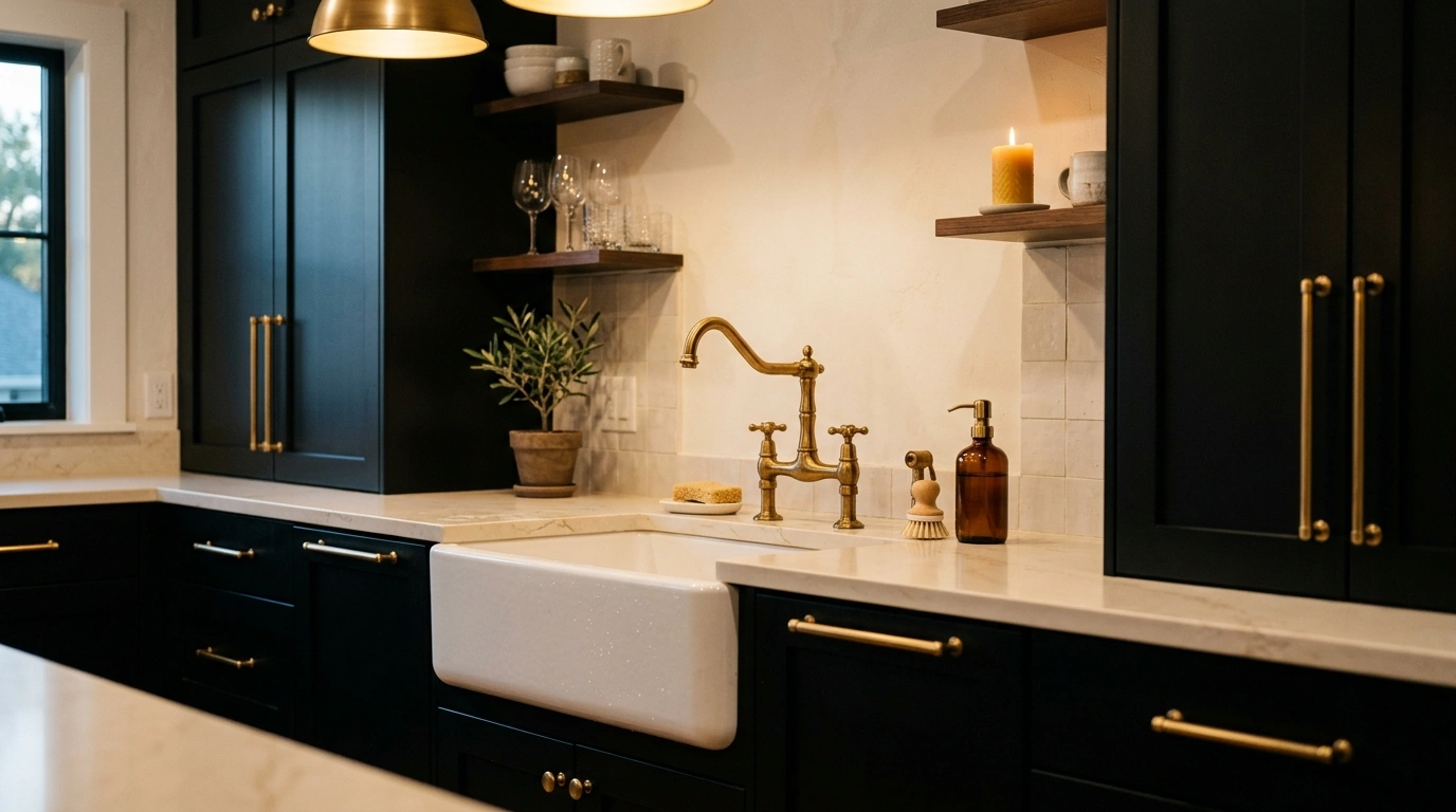 Jet Black and Burnished Brass