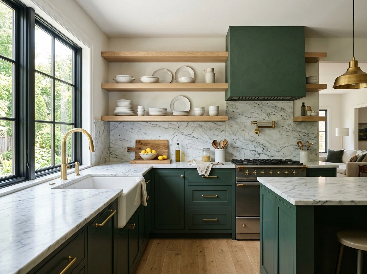 Forest Green & Carrara Marble