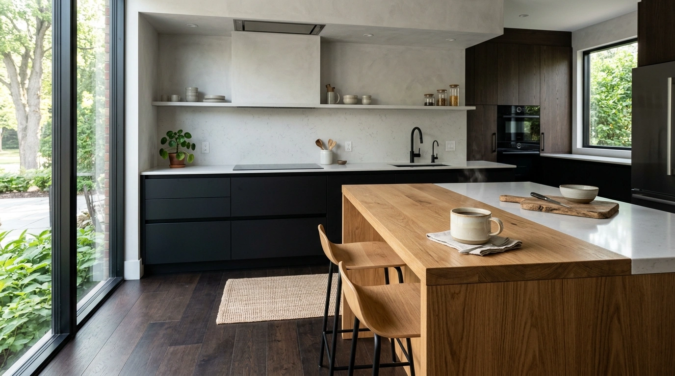 Matte Black, Warm Oak, and Espresso Wood Floors