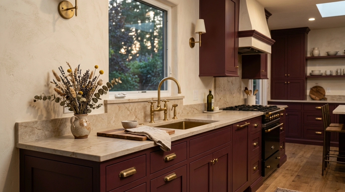 Moody Burgundy and Warm Brass