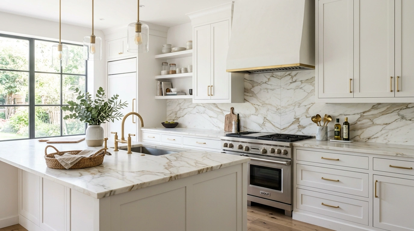 Calacatta Gold Marble Slab Backsplash