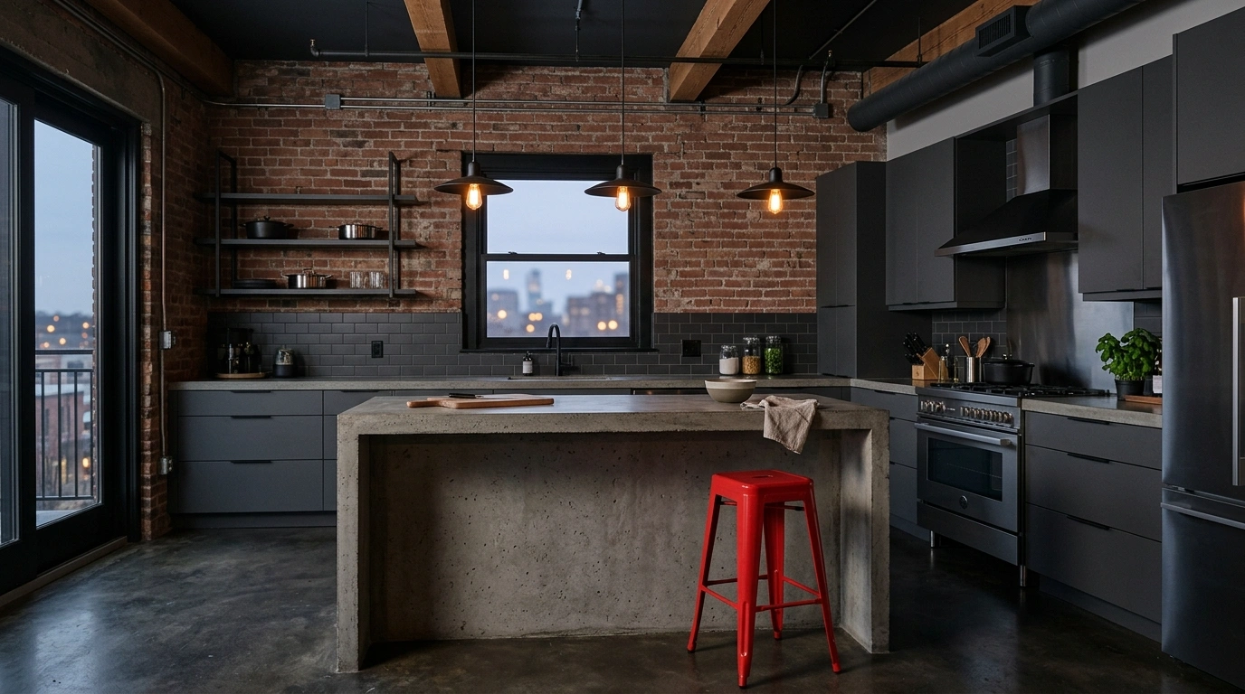 Charcoal Gray and Poppy Red