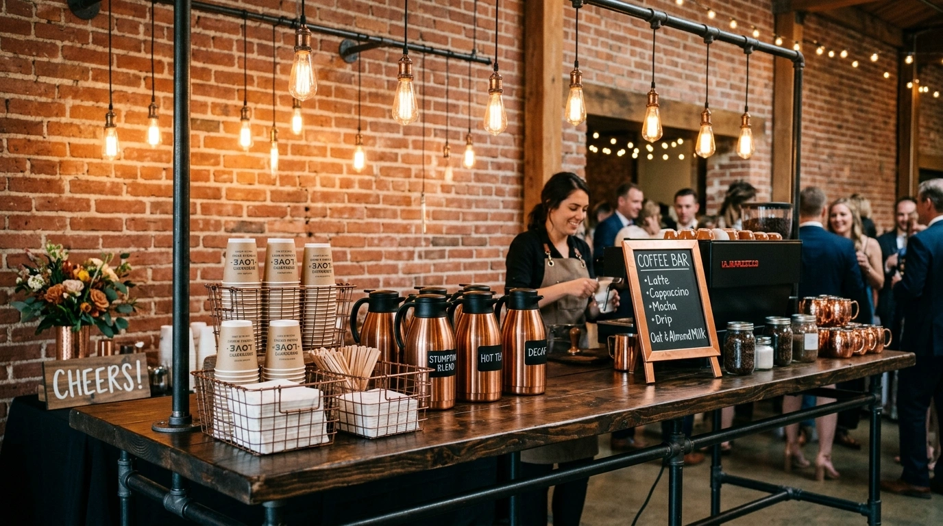 Industrial Copper & Brick Beverage Station