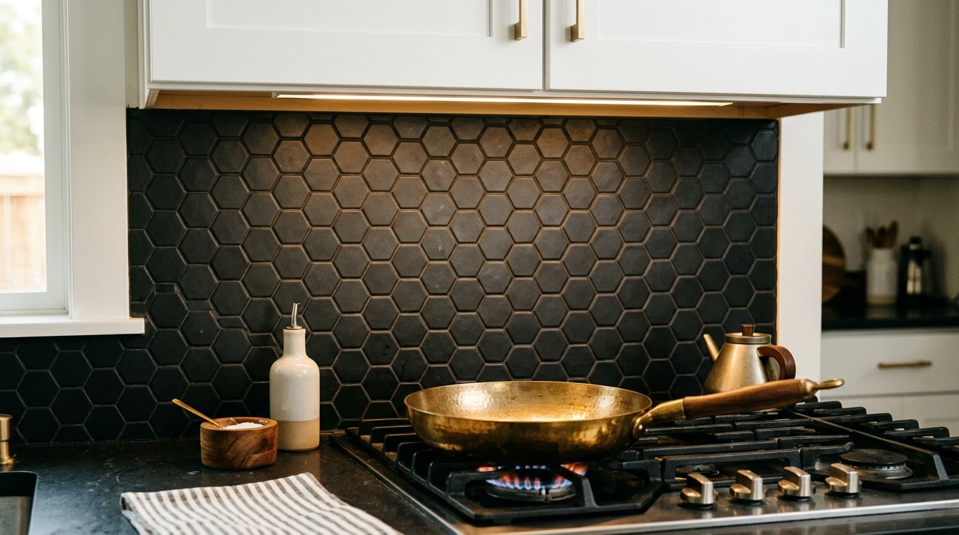 Matte Black Hexagon Mosaic