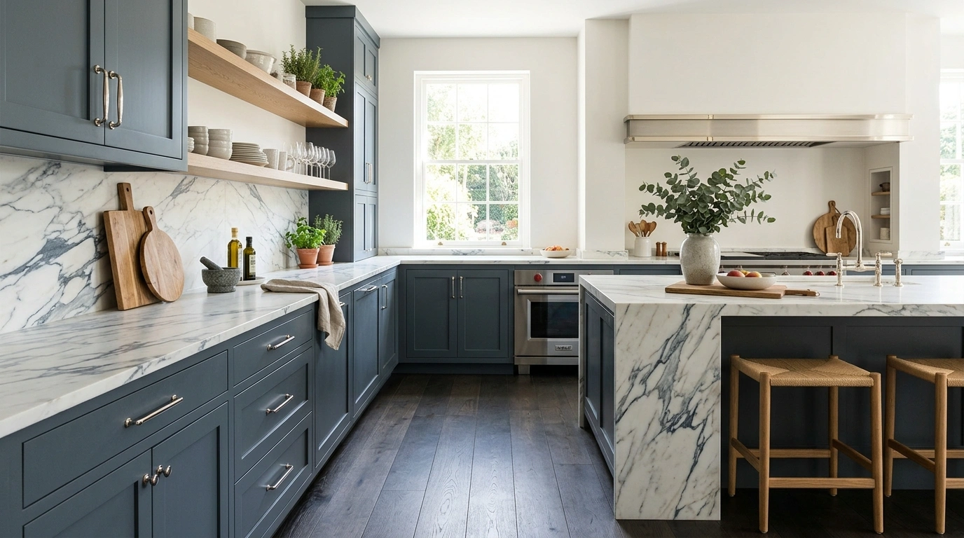 Smoky Blue-Gray and Polished Nickel