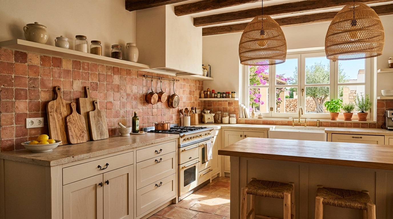 Terracotta Red and Creamy Beige