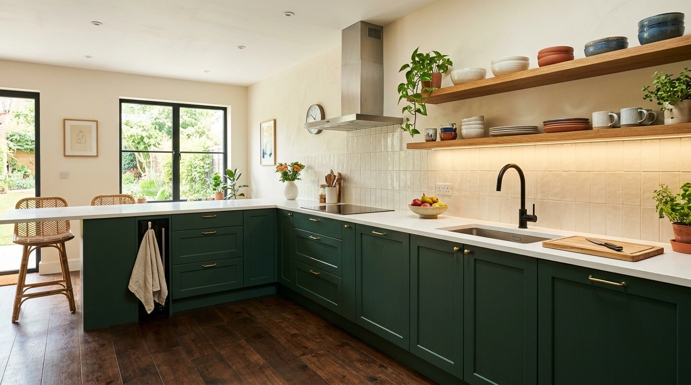 Forest Green, Warm Cream, and Dark Chocolate Wo...