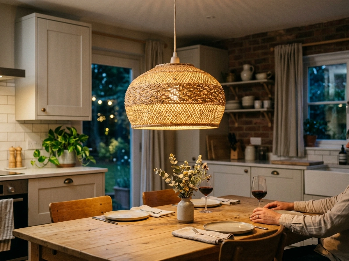 Woven Rattan and Bamboo Pendants