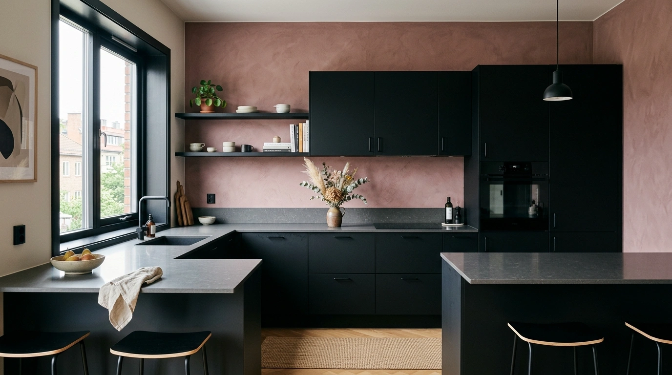Obsidian Black and Dusty Rose
