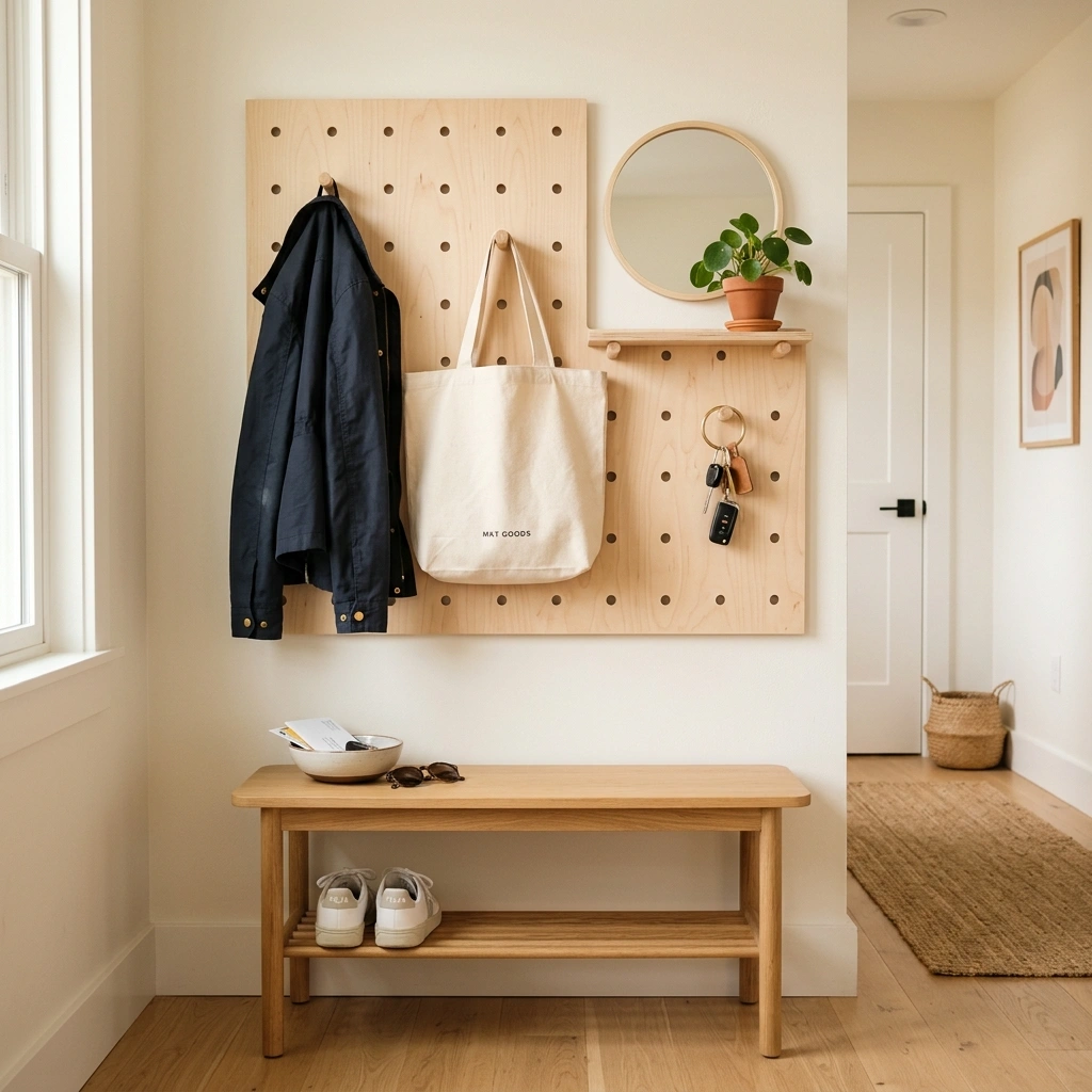 The Entryway Pegboard for Practical Daily Storage