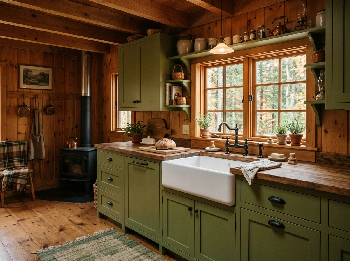 Moss Green & Unfinished Pine