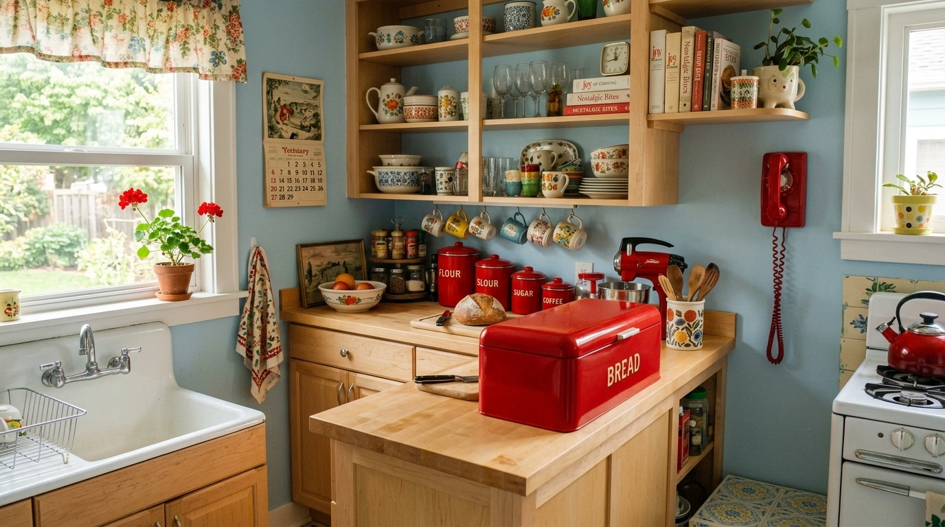 Cherry Red and Soft Vintage Blue