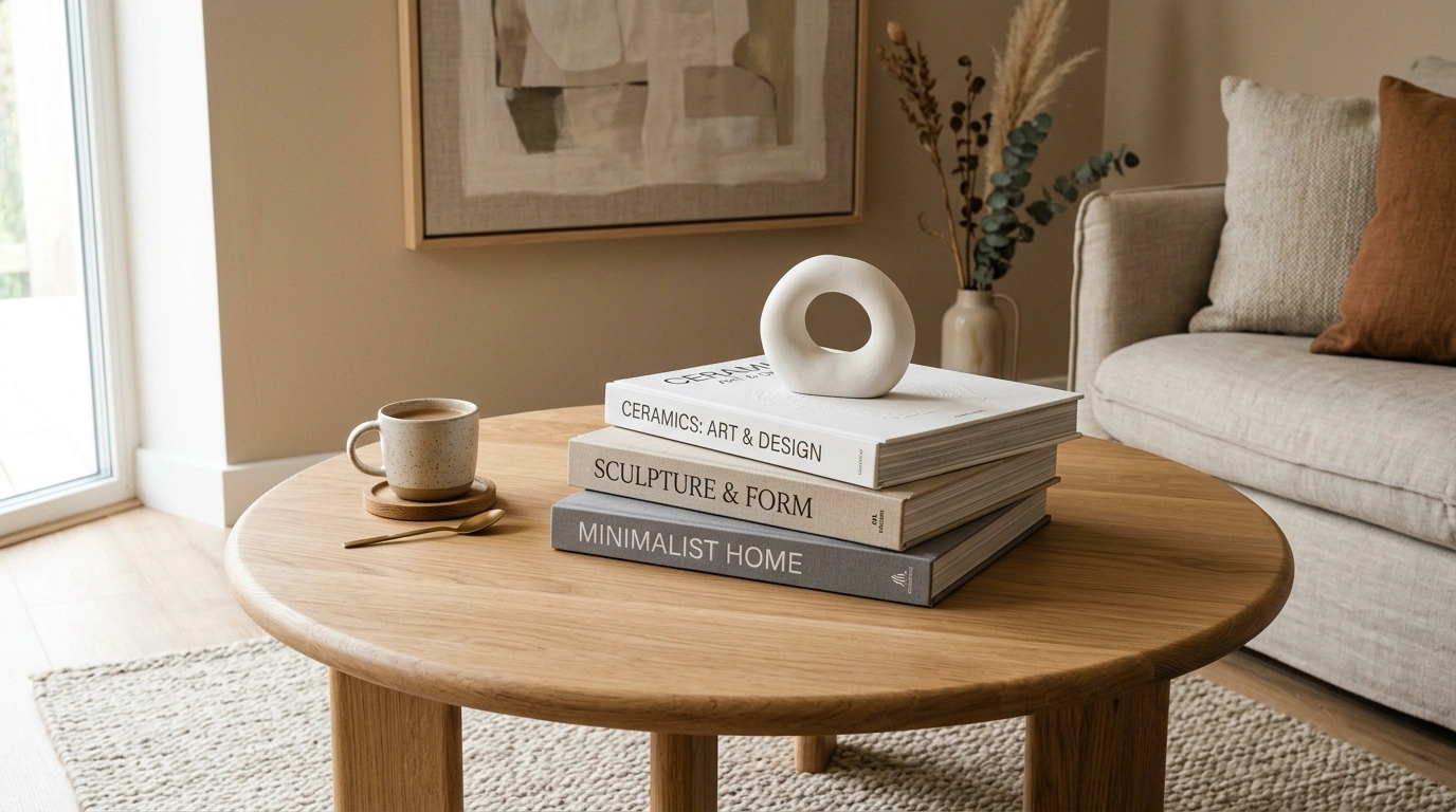 The Tiered Book Stack with Sculpture