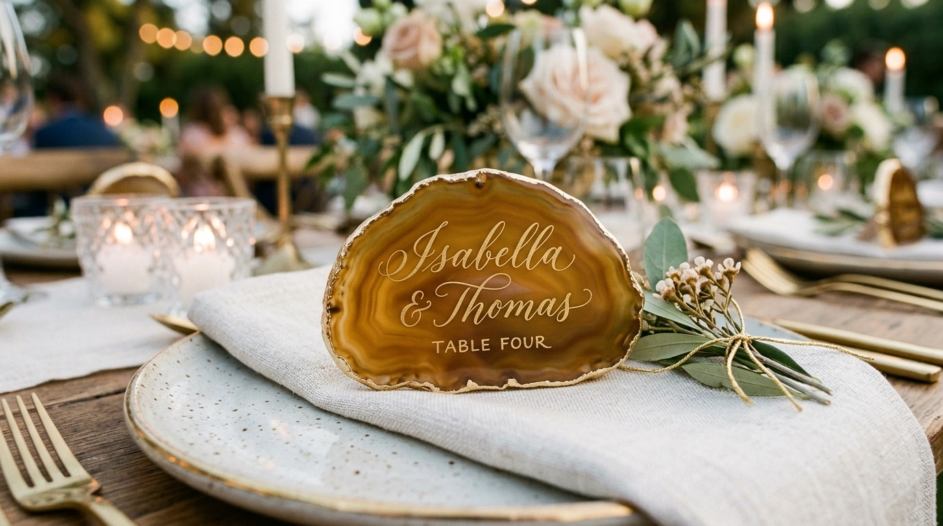 Personalized Calligraphy Agate Slices or Presse...