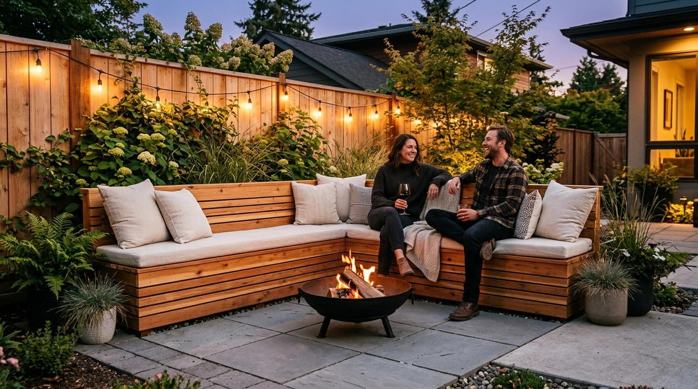 The Corner L-Shaped Bench Fire Zone