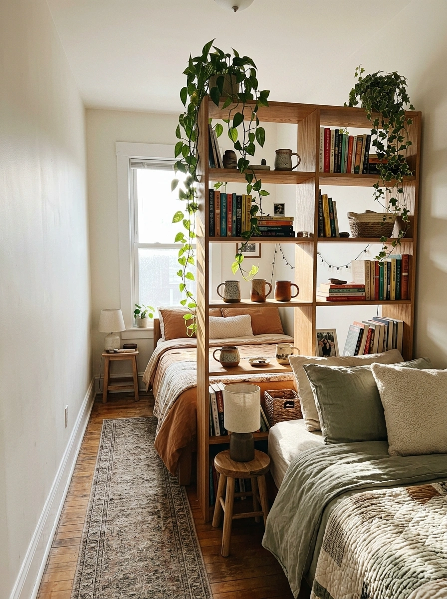 Warm Terracotta Accent Wall with Neutral Bedding