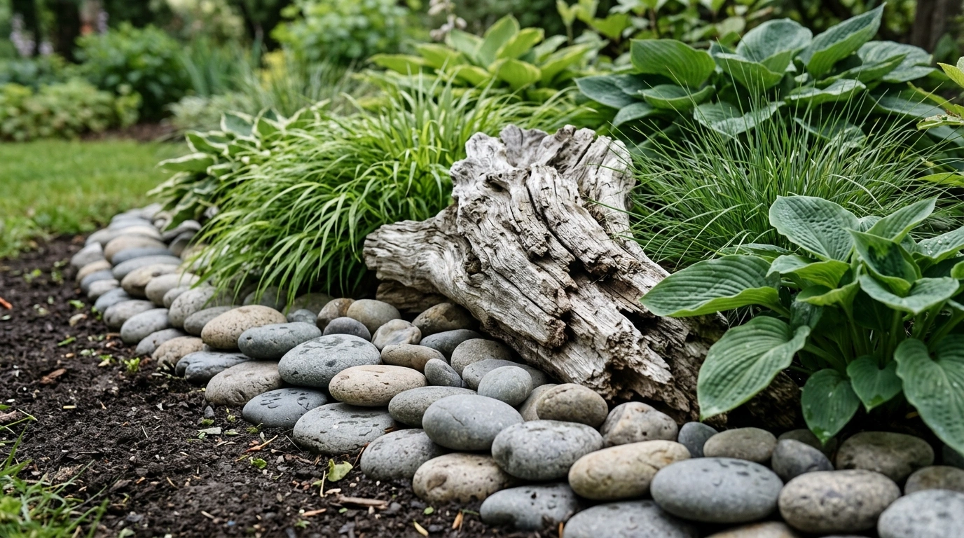 A Cozy Front Yard Picnic Corner with a Low Bench