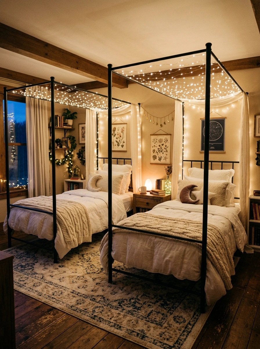 Bohemian Rattan Headboards and Hanging Plants