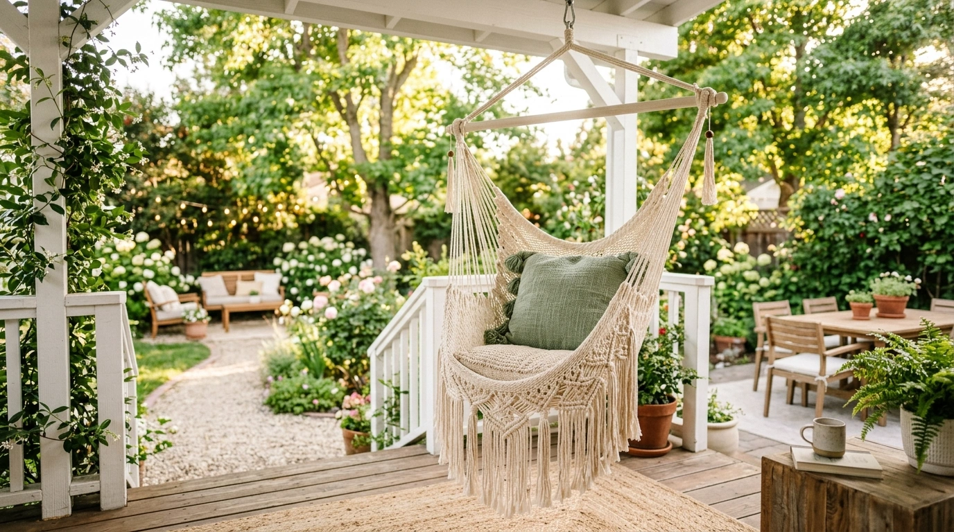 A Cozy Hanging Macrame Hammock Chair