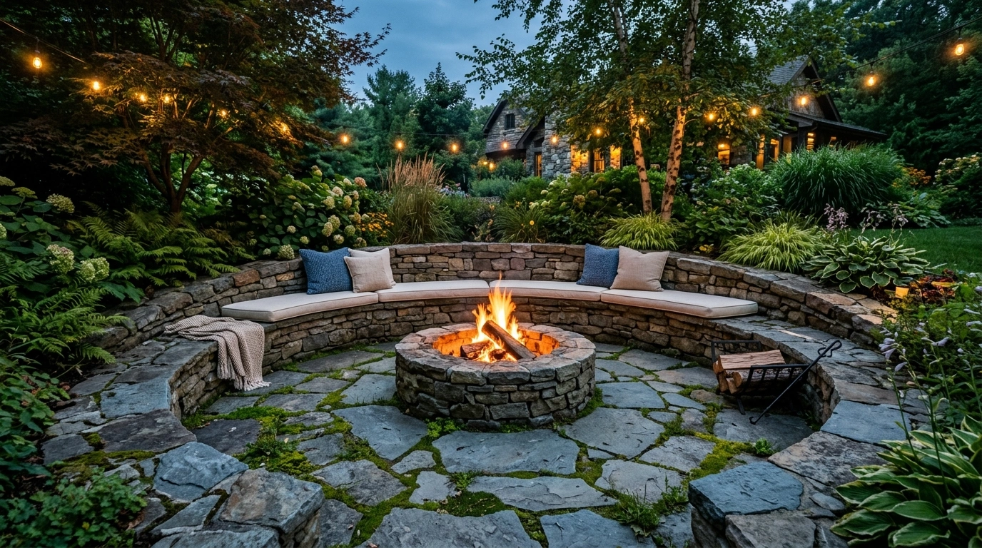 The Pea Gravel Yard Circle with Classic Adirond...