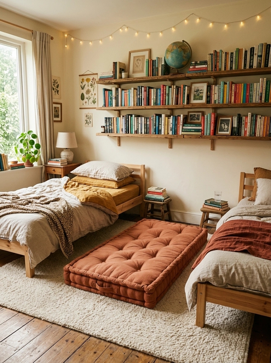 Earthy Ochre and Linen Minimalist Shared Space