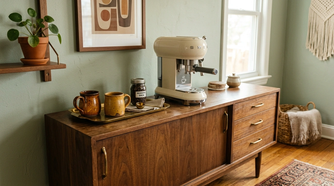 The Vintage Mid-Century Credenza Coffee Station