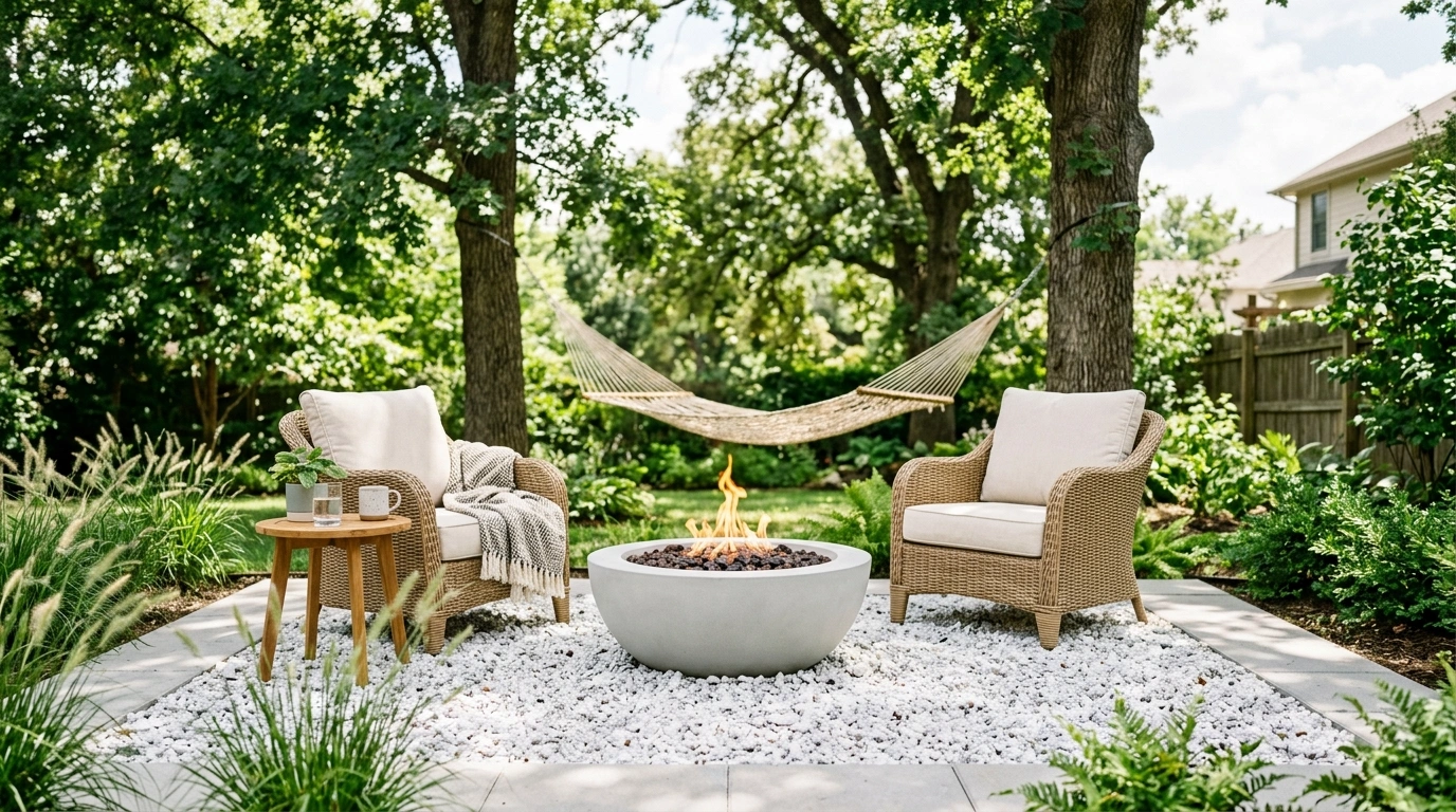 Sunken Flagstone Nest with a Semi-Circular Reta...