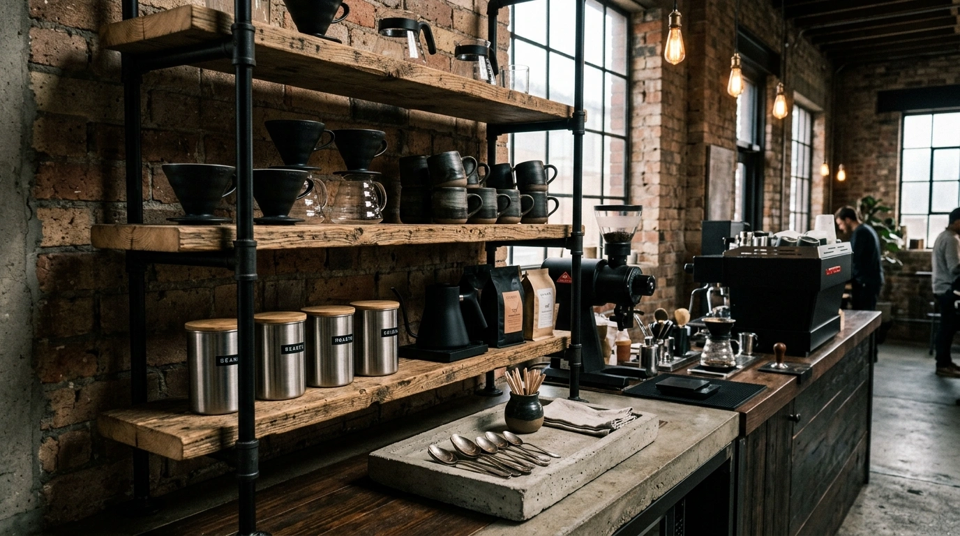 The Industrial Pipe & Reclaimed Wood Espresso Bar
