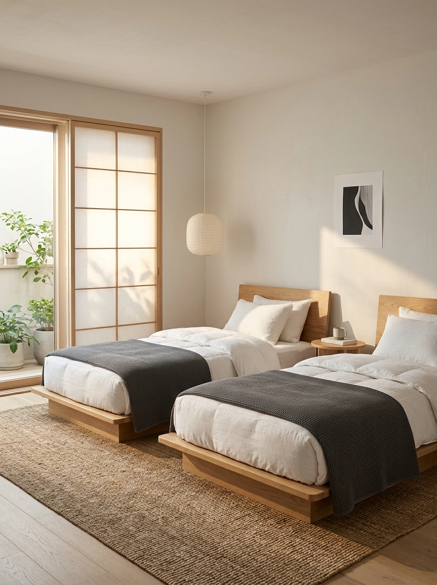 Floor Cushion Reading Nook Between Beds