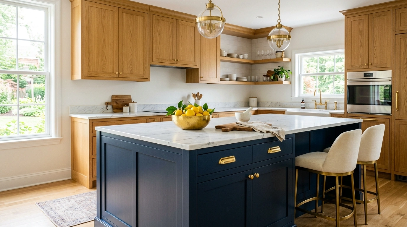 Deep Navy Blue and Warm Gold