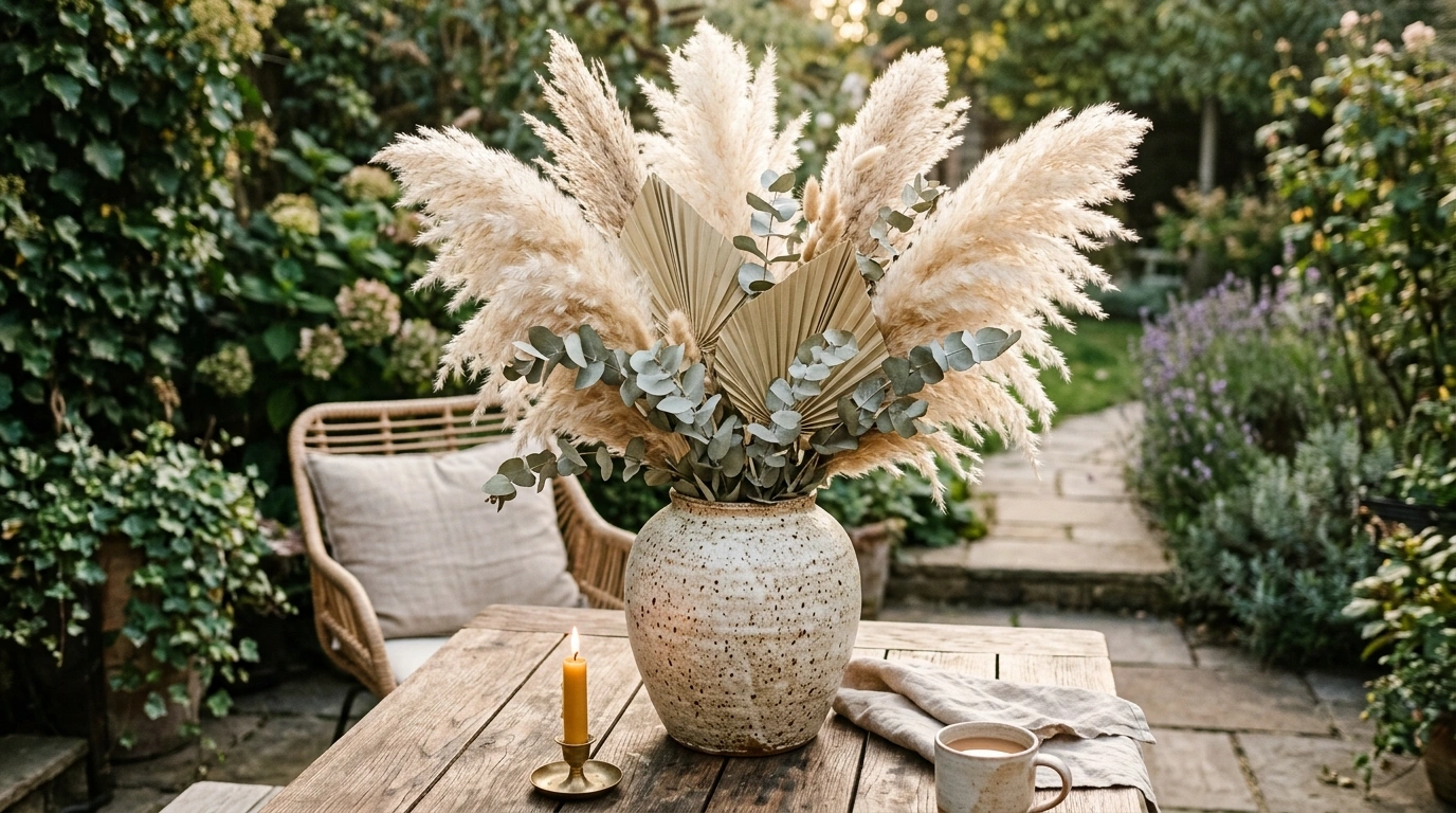 Dried Pampas Grass and Eucalyptus Floral Arrang...