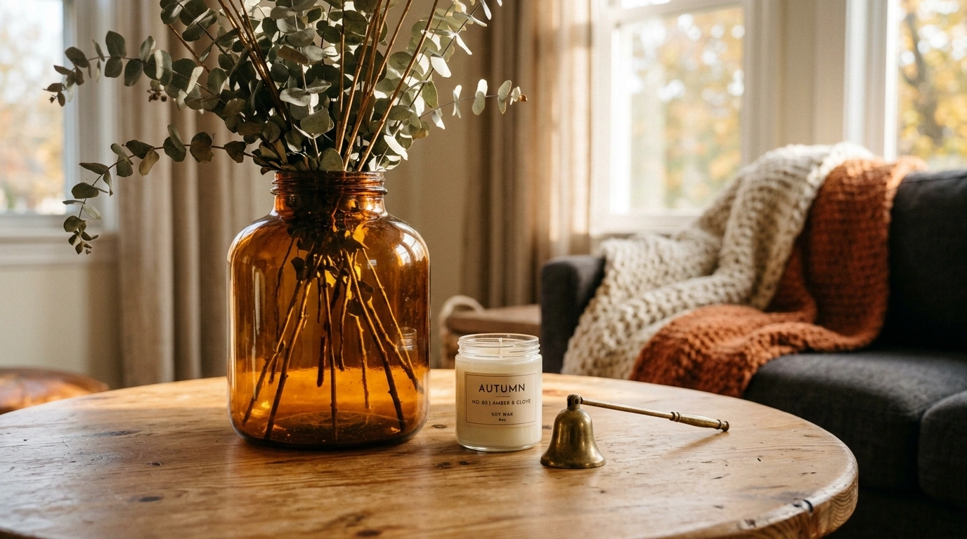 The Warm Amber Glass and Dried Eucalyptus