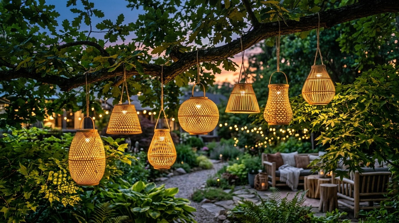 Hanging Rattan Lanterns and Woven Pendant Lights