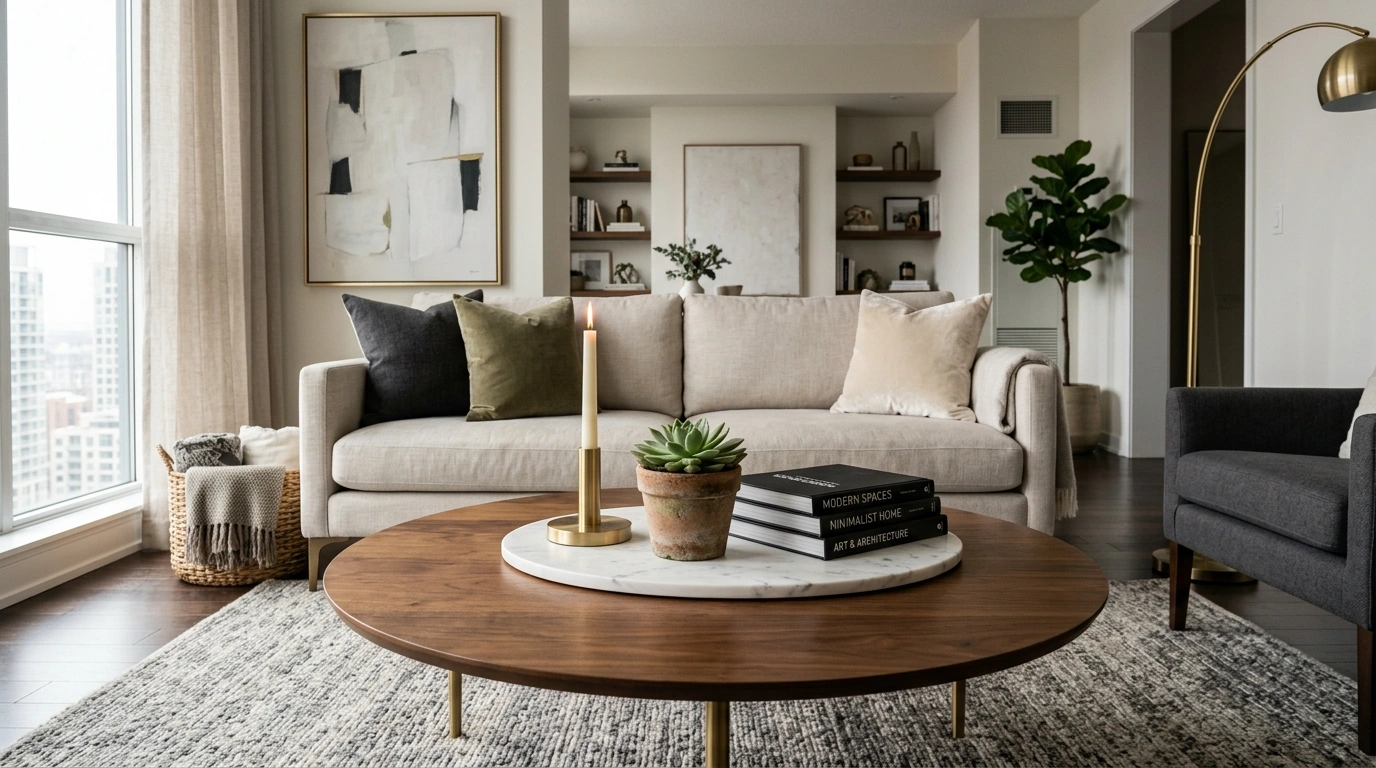 The Stacked Marble and Brass Minimalist