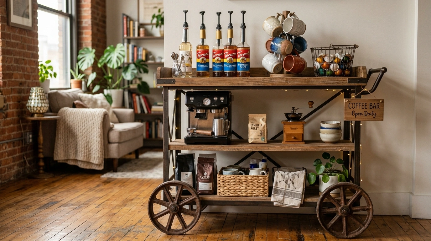 The Distressed Rolling Bar Cart