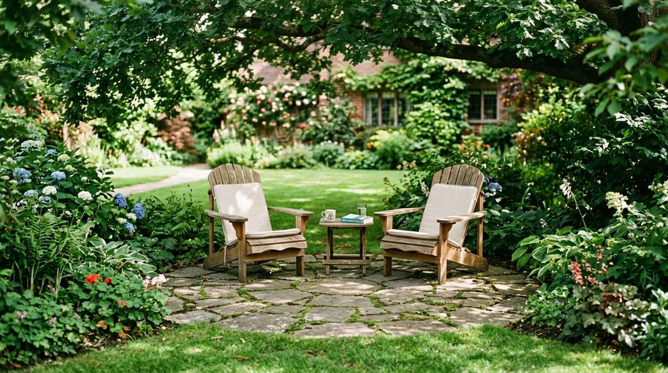 Charming Stone Paver Seating Spot