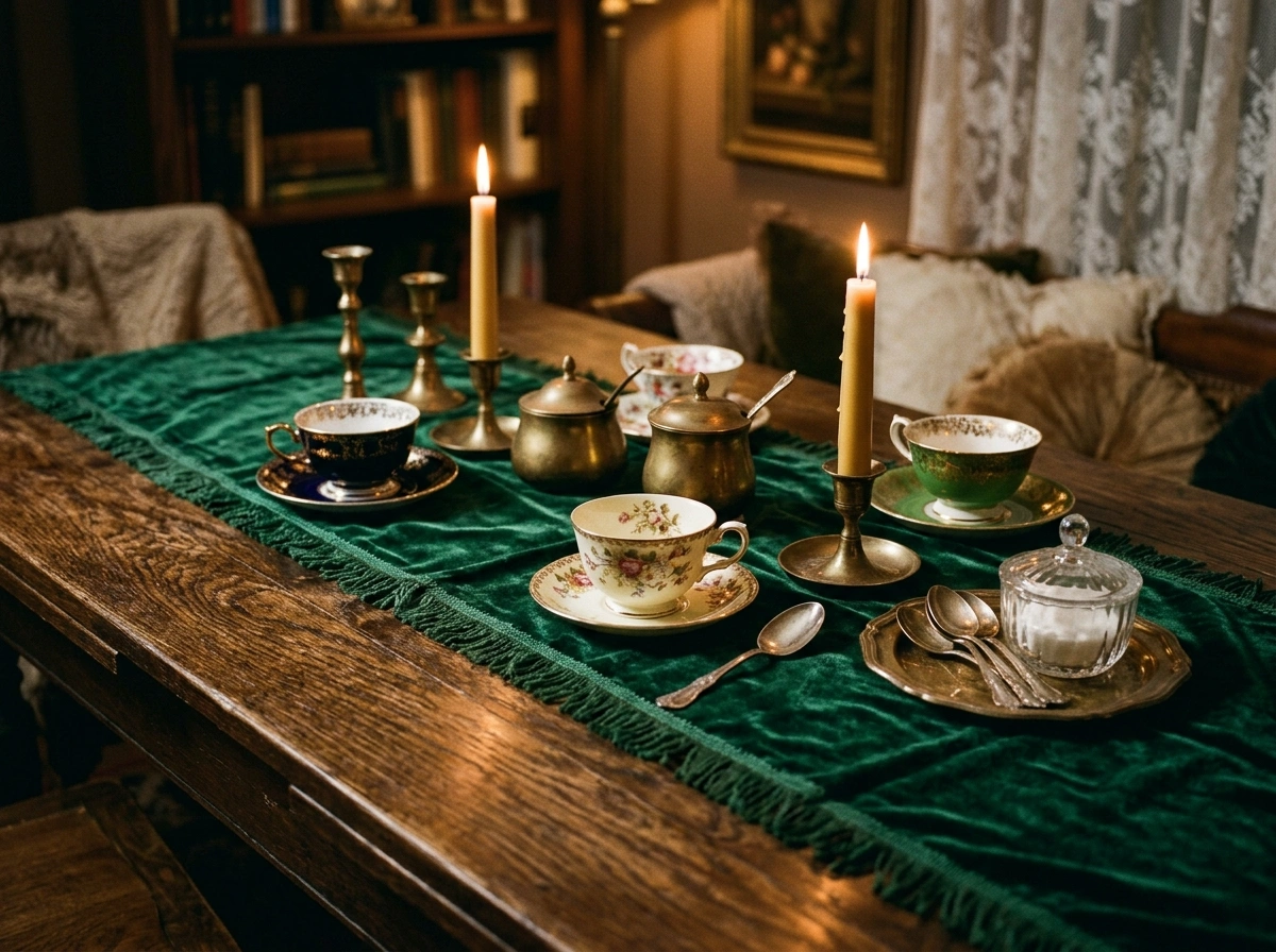 The Vintage Brass & Velvet Table