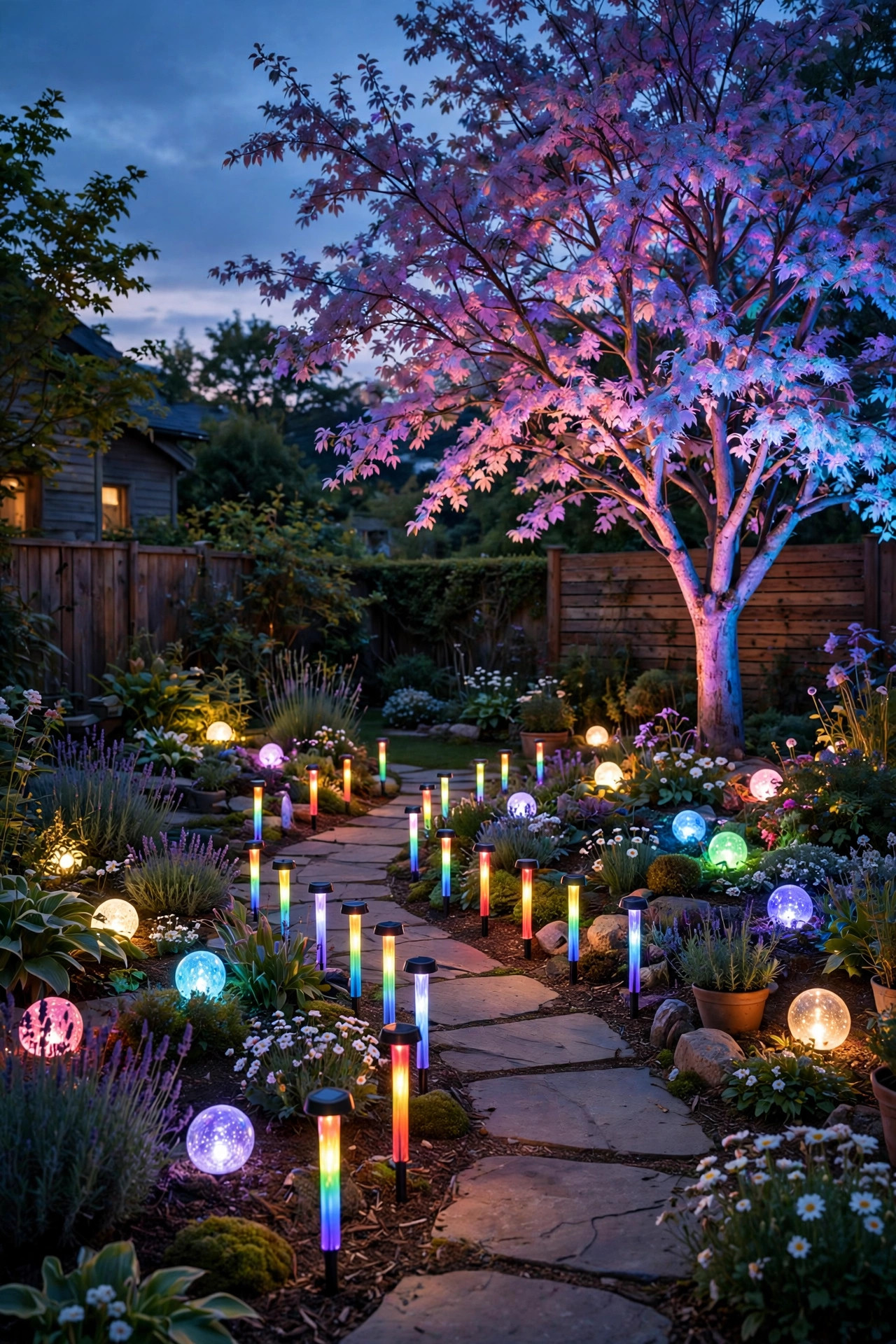 17 Color-Changing Solar Light Ideas for Playful Yards - Cozy Home Haven